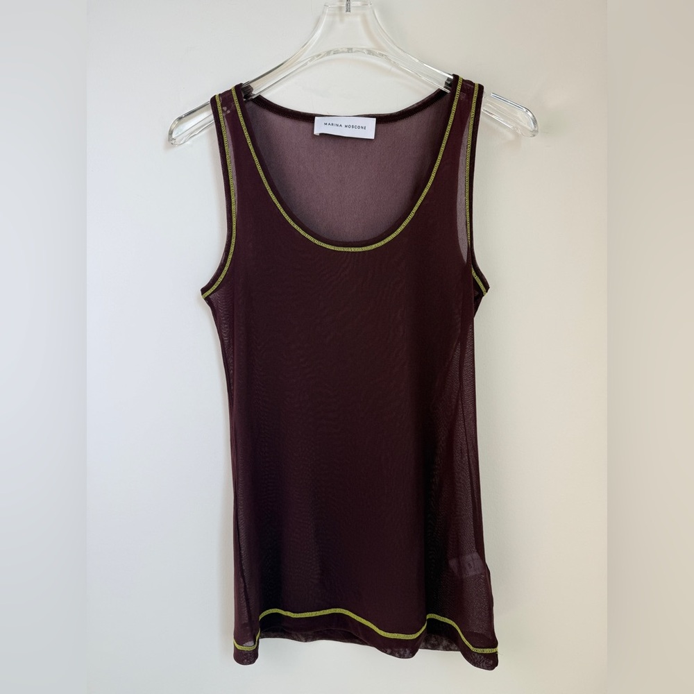 MARINA MOSCONE stretch mesh layering TANK TOP M/L